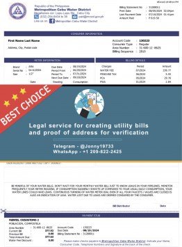 Philippines Metropolitan Fake Utility bill